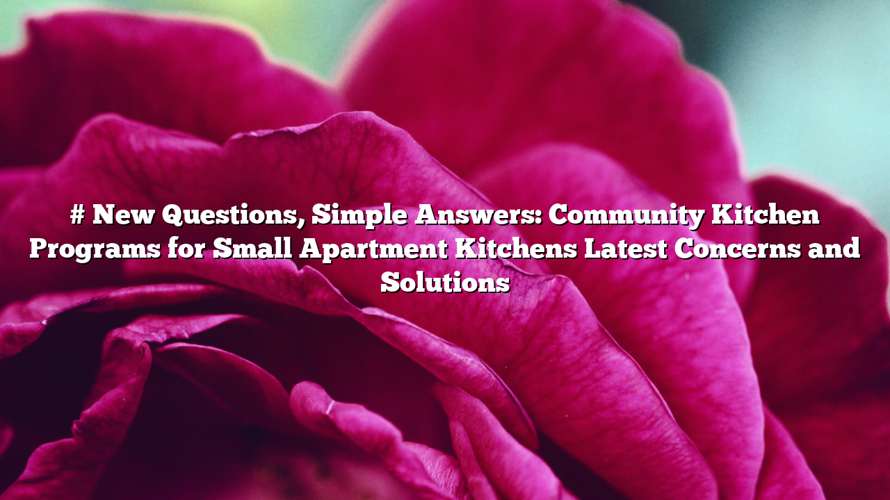 # New Questions, Simple Answers: Community Kitchen Programs for Small Apartment Kitchens Latest Concerns and Solutions