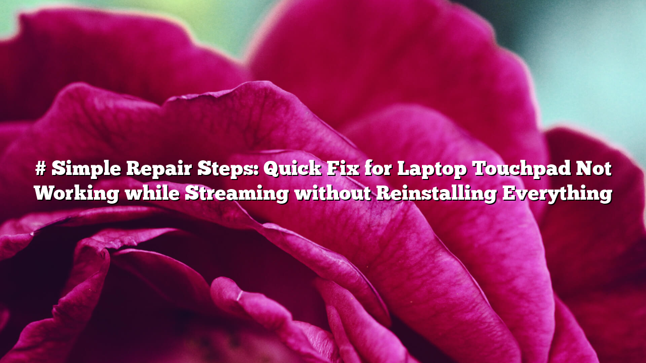 # Simple Repair Steps: Quick Fix for Laptop Touchpad Not Working while Streaming without Reinstalling Everything